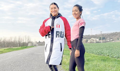 Evelyn llegando primera a la meta en Dudinska, Eslovaquia, en los 20 km. Mary Luz terminó tercera y compartió el podio. Foto: Difusión