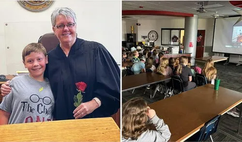 El pequeño Luke vivió un emotivo momento al compartir el proceso final de adopción junto a sus amigos de clase. Foto: Good Morning America Adopción en Estados Unidos