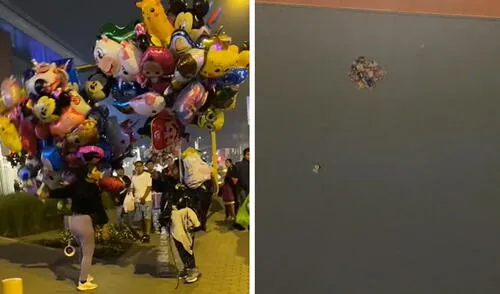 "En San Juan de Lurigancho no te aburres", indicaron usuarios. Foto: composición LR/ captura de TikTok Captan discusión entre mujeres que venden globos en SJL y usuarios bromean: “Pelea global”