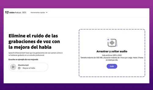 Adobe Podcast Enhance es una herramienta que emplea inteligencia artificial. Foto: Ai MAFiA