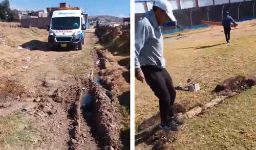 El Estadio Monumental de Jauja tenía tuberías expuestas en la cancha y no contaba con ambulancia. Foto: composición LR/Edward Alva/X El Estadio Monumental de Jauja tenía tuberías expuestas en la cancha y no contaba con ambulancia.
