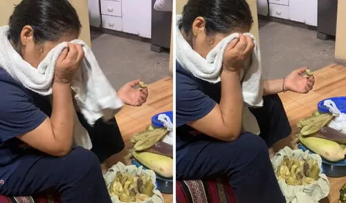 Mujer peruana rompe en llanto al probar humitas de su natal Ayacucho: “Extraña su casa y su pueblo”