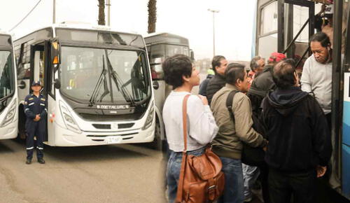 Marina de Guerra del Perú ayudará a ciudadanos a movilizarse durante el paro de transportistas programado del 10 al 12 de octubre. Foto: composición LR/difusión/LR/Marco Cotrina buses de la Marina de Guerra del Perú