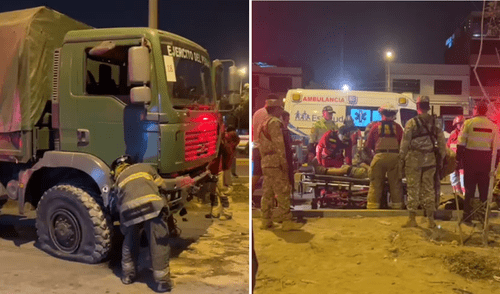 Bomberos salieron expulsados de camión luego de aparatoso choque. Foto: Difusión Accidente en Comas