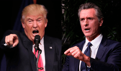 Donald Trump arremete contra el gobernador de California, Gavin Newsom, acusándolo de querer "matar a California" con sus políticas progresistas. Foto: Diario El Sol / CNN Donald Trump, Gavin Newsom, California, Estados Unidos