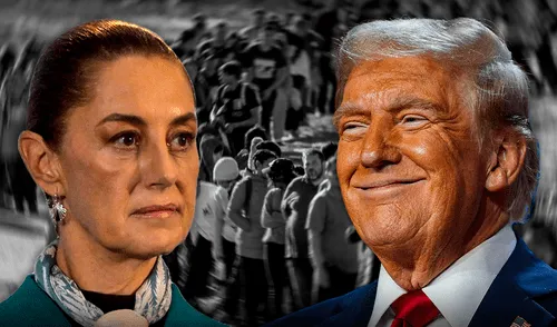 Sheinbaum, defensora de los derechos migratorios, destaca su compromiso con organizaciones de derechos humanos para salvaguardar a compatriotas en riesgo de deportación tras la elección de Homan. Foto: composición LR/AFP Trump, Sheinbaum