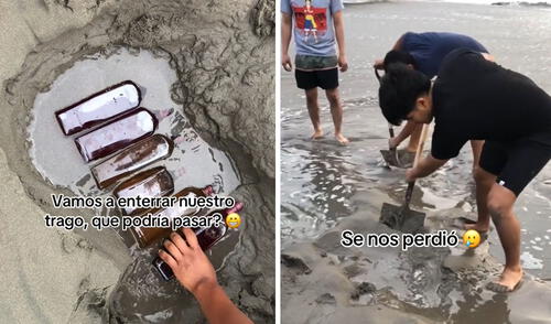 Familia peruana enterró botellas de licor en la playa, pero se olvidaron donde las dejaron: “Se hizo de noche”