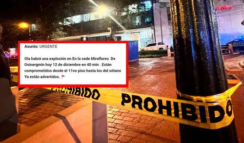 Mensaje que recibieron trabajadores de edificio en Miraflores. Foto: composición LR mensaje de bomba en edificio en Mirafores