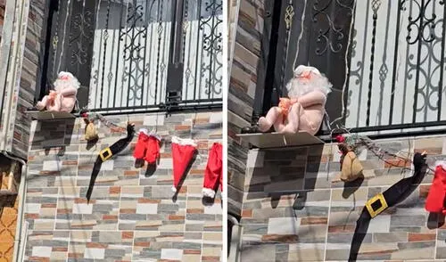 "Ando modo Papa Noel, solo tengo una muda de ropa", reaccionaron usuarios. Foto: composición LR/ TikTok Familia es viral por el adorno navideño más inesperado y usuario bromean: “Ni Santa se salva”