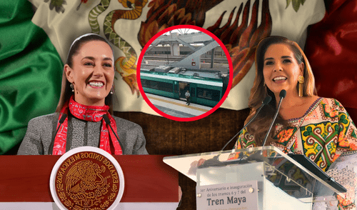 La presidenta y la gobernadora de México celebran el aniversario del Tren Maya con una buena noticia. Foto: composición LR/Freepik/Gobierno de México Tren Maya