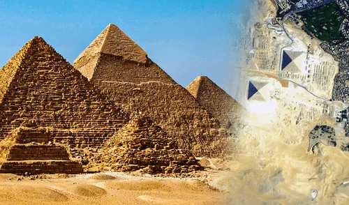 Durante siglos, el método exacto para construir las imponentes pirámides de Egipto ha sido un misterio. Foto: Composición LR/Oasis/NASA.