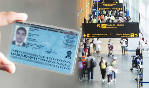 De acuerdo con la información proporcionada por Migraciones, los ciudadanos peruanos tienen la posibilidad de viajar a ocho países únicamente presentando su Documento Nacional de Identidad (DNI). Foto: composición LR/Andina viajar con DNI y aeropuerto Jorge Chávez