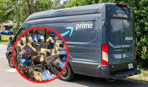 Trabajador de Amazon tira 80 paquetes en el bosque de Massachusetts, por estrés. Foto: composición LR/ USA Today Amazon, Estados Unidos, Trabajador, Navidad