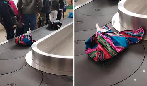 Pasajera usó una lliclla como maleta y sorprende en aeropuerto: “Cuestan caro, un lujo”