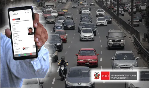 Existen una plataforma del MTC para obtener tu brevete virtual. Foto: composición LR/Andina/Gob carros conduciendo y brevete virtual del mtc