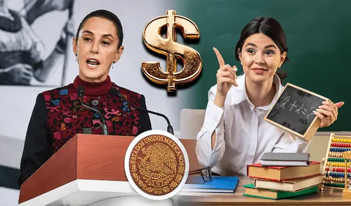 Claudia Sheinbaum oficializó un aumento salarial para los maestros del Inbal e Inah. Foto: composición LR/Freepik/AFP Claudia Sheinbaum oficializó un aumento salarial para los maestros del Inbal e Inah. Foto: composición LR/Freepik/AFP