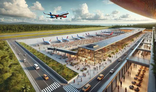 China invierte 500 millones de dólares en el Aeropuerto Internacional Punta Huete en Nicaragua, el cual será el más avanzado de Centroamérica y contará con una pista de 3.600 metros. Foto: DALL.E China financiará un megaaeropuerto en este país de América Latina: podrá recibir los aviones más grandes del mundo