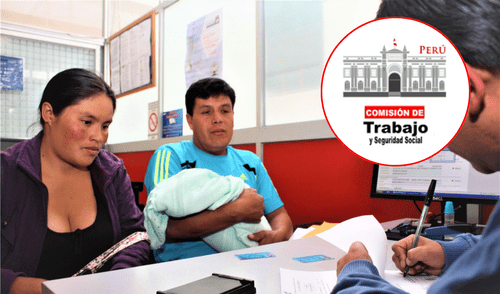 Licencia por paternidad y logo de la Comisión de Trabajo