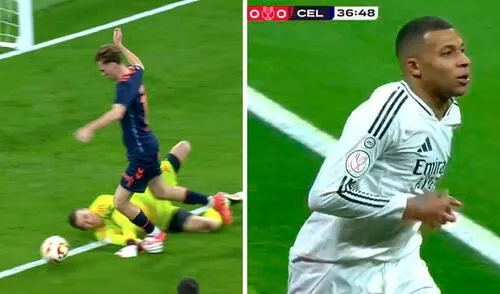 Kylian Mbappé convirtió el primer tanto del Real Madrid tras una polémica contra Celta de Vigo