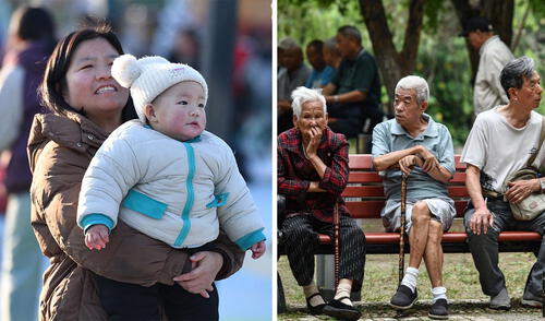 Aunque el gobierno chino permite ahora hasta tres hijos por familia y ofrece incentivos económicos, la tasa de fertilidad sigue cayendo, alcanzando apenas 1,09 hijos por mujer. Foto: AFP China enfrenta su tercer año de disminución demográfica: un tercio de su población será mayor de 60 años en 2035