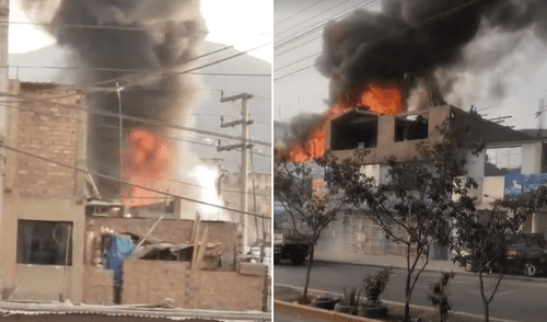 Incendio fue registrado por vecinos de la zona en Comas. Foto: Difusión Incendio en Comas