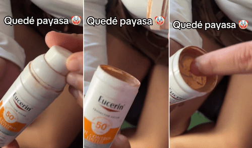 Joven se sorprendió al ver la cantidad de producto que venía en su bloqueador solar. Foto: composición LR/TikTok Eucerin, eucerin protector solar, protector solar eucerin