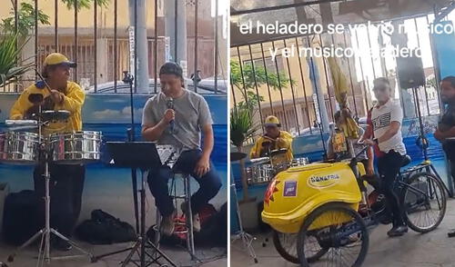 Clip viral generó divertidas reacciones. Foto: composición LR/ TikTok Heladero peruano sorprende al tocar los timbales y usuarios bromean: “La rumba cerca de ti”