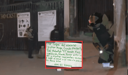 Delincuentes dejan explosivo frente a penal. Estos exigen que se cumpla con su pedido. Foto: composición La República / captura América Noticias Delincuentes dejan explosivo frente a penal.