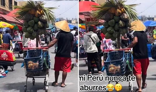 Peruano innova al vender agua de coco con palmera incluida en Lima: "Creatividad sobra"