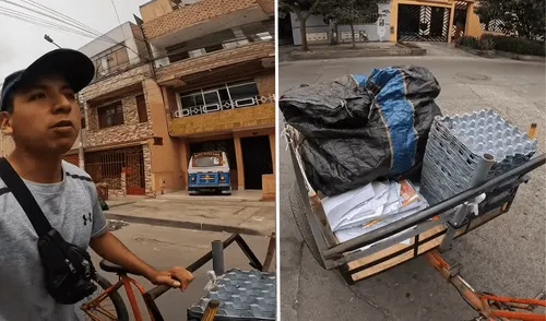 El joven peruano reveló cuanto ganó reciclando cartón, papel y plástico en solo 45 minutos. Foto: composición LR/YouTube reciclador Perú, reciclador en peru, cuanto gana como reciclador en peru