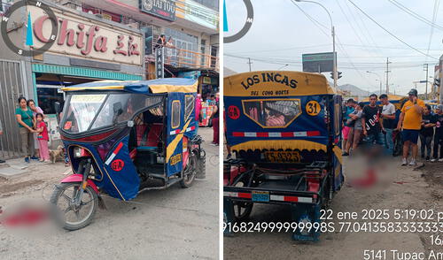 Vecinos trasladaron a la víctima hacia un centro médico a bordo de una mototaxi. Foto: composición LR Comas: mototaxista es acribillado al interior de su vehículo en la av. Los Incas
