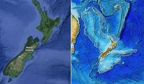 Un grupo de científicos han mostrado la cartografía de Zelandia, el misterioso octavo continente del planeta Tierra. Foto: composición LR/El Tiempo Un grupo de científicos han mostrado la cartografía de Zelandia, el misterioso octavo continente del planeta Tierra. Foto: composición LR/El Tiempo