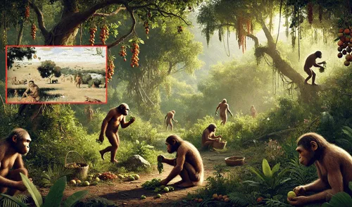 Un nuevo hallazgo indica que los  'Australopithecus' consumían mayormente alimentos de origen vegetal. Foto: composición LR/chatgpt/Diario Correo