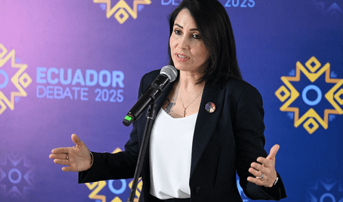 Luisa González desafía el liderazgo de Noboa en las preferencias electorales. Fuente: AFP larepublica.pe