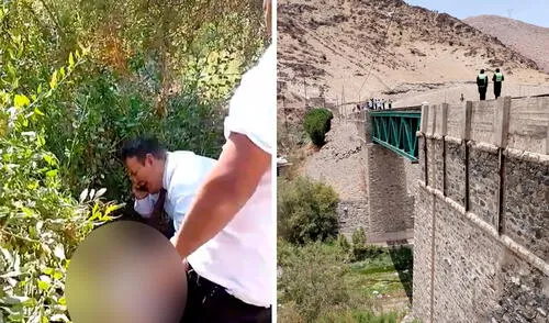 Pobladores de cinco localidades del distrito de Hunter suelen usar este peligroso puente ferroviario. Foto: composición LR/ Tragedia en Arequipa: mujer empuja su moto para cruzar puente ferroviario y muere al caer 30 metros