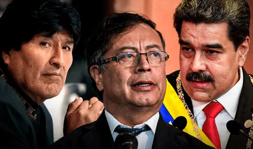 Presidente colombiano Gustavo Petro recibe respaldo de Nicolás Maduro y Evo Morales en medio de crisis de arancelesl. Foto: composición LR Petro recibe respaldo de Maduro y Morales en crisis por aranceles.