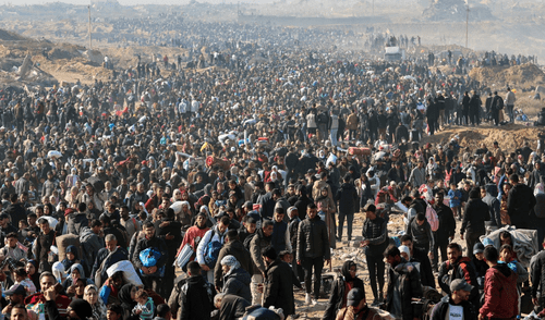 Decenas de miles de palestinos vienen trasladándose hacia el norte de Gaza. Foto: TeleMundo Decenas de miles de palestinos vienen trasladándose hacia el norte de Gaza.