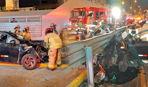 Aparatoso accidente de tránsito en Miraflores dejó dos heridos de gravedad/Composición LR/Foto: Andina