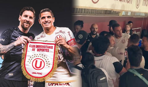 Lionel Messi publicó en sus redes sociales una fotografía junto a Aldo Corzo y un banderín con el escudo de Universitario. Foto: composición LR/Instagram/captura Lionel Messi publicó en sus redes sociales una fotografía junto a Aldo Corzo y un banderín con el escudo de Universitario.