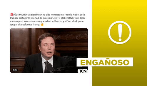 Se trata de una postulación enviada por un parlamentario europeo, más no una nominación por el propio Premio Nobel de la Paz. Foto: composición LR/captura de X Elon Musk es nominado al Premio Nobel de la Paz