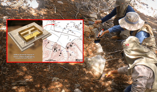 Pirámide hallada en el sector de Chupacigarro es parte de un complejo. Fotocomposición Arqueólogos del proyecto Caral hicieron el hallazgo en Chupacigarro.