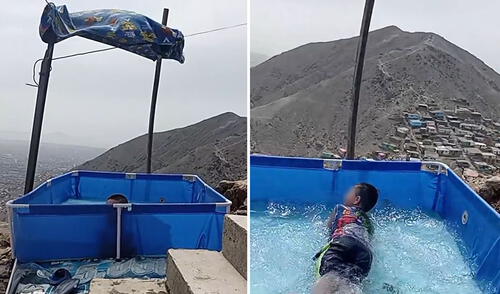 Peruana instala piscina en la cima de cerro y sorprende a usuarios con la vista: "¿Es Marte?"