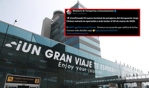 El MTC reiteró que el nuevo terminal del Jorge Chávez abrirá el 30 de marzo.