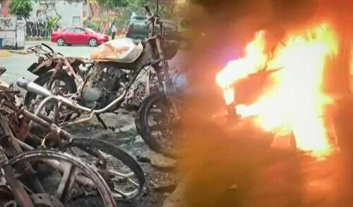 motos y camioneta quemadas