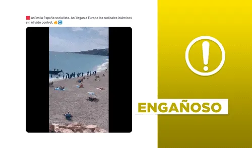 Video corresponde a un hecho de 2024 e inmigrantes provienen de Marrueos. Foto: composición LR/captura de X Islamistas radicales llegan a la costa de la España Socialista