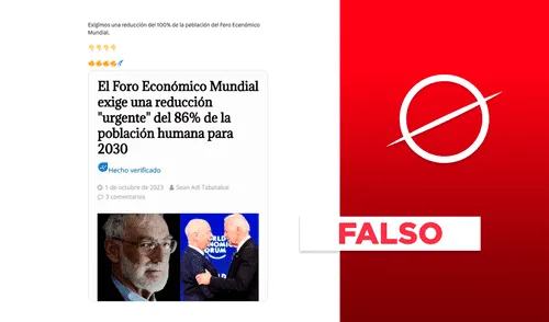 Foro Económico Mundial exige eliminar el 86% de la población mundial