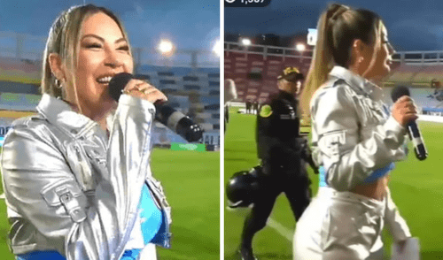 Pamela López vivió un incómodo momento cuando un policía irrumpió en el evento para hablar con ella.