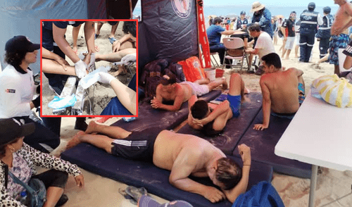 Decenas de personas sufrieron lesiones en sus extremidades. Foto: Almendra Ruesta - La República Rayas en Paita