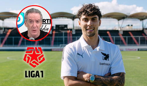 Franco Zanelatto llegó al fútbol griego y el periodista Eddie Fleischman aprovechó para dar su 'chiquita' a los jugadores de la Liga 1. Foto: composición LR/OFI Creta/X/captura de YouTube/'Full deporte'