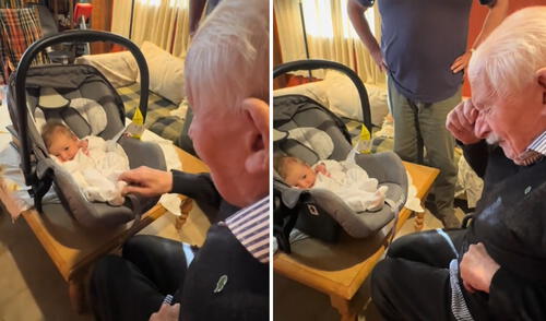 Hombre conoce a su bisnieto y el tierno momento es viral: “Fue testigo de su legado”